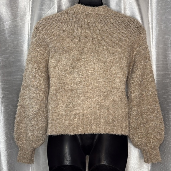 ASTR The Label Taupe Acrylic Wool Blend Women’s Small Wrap V Neck Fuzzy Sweater - Picture 5 of 7